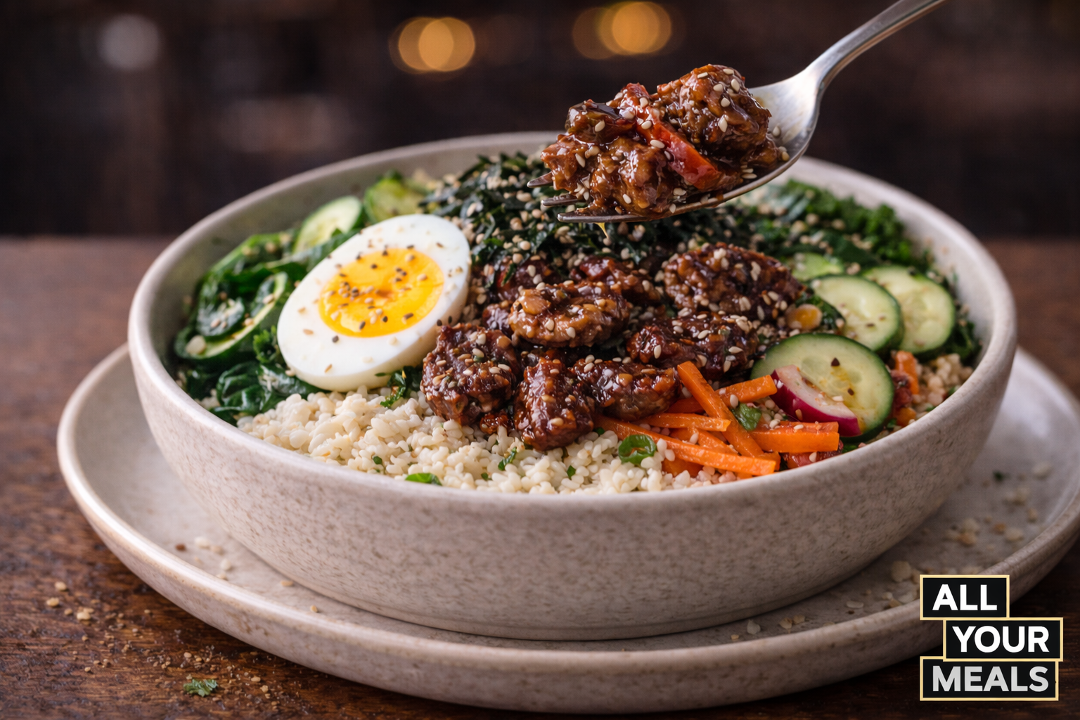Low Carb Beef Bibimbap Bowl