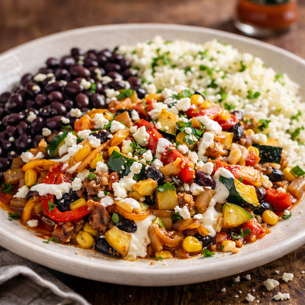 Loaded Vegetable Fajita Bowl Family Size