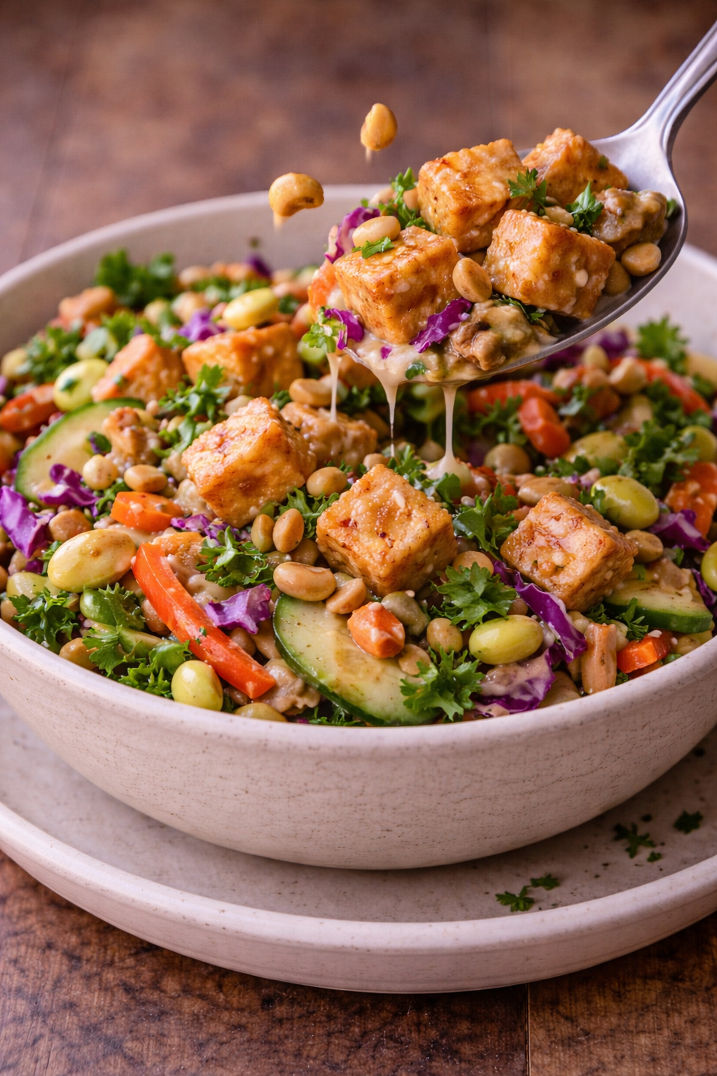 Thai Peanut Crunch Salad with Tofu Family Size