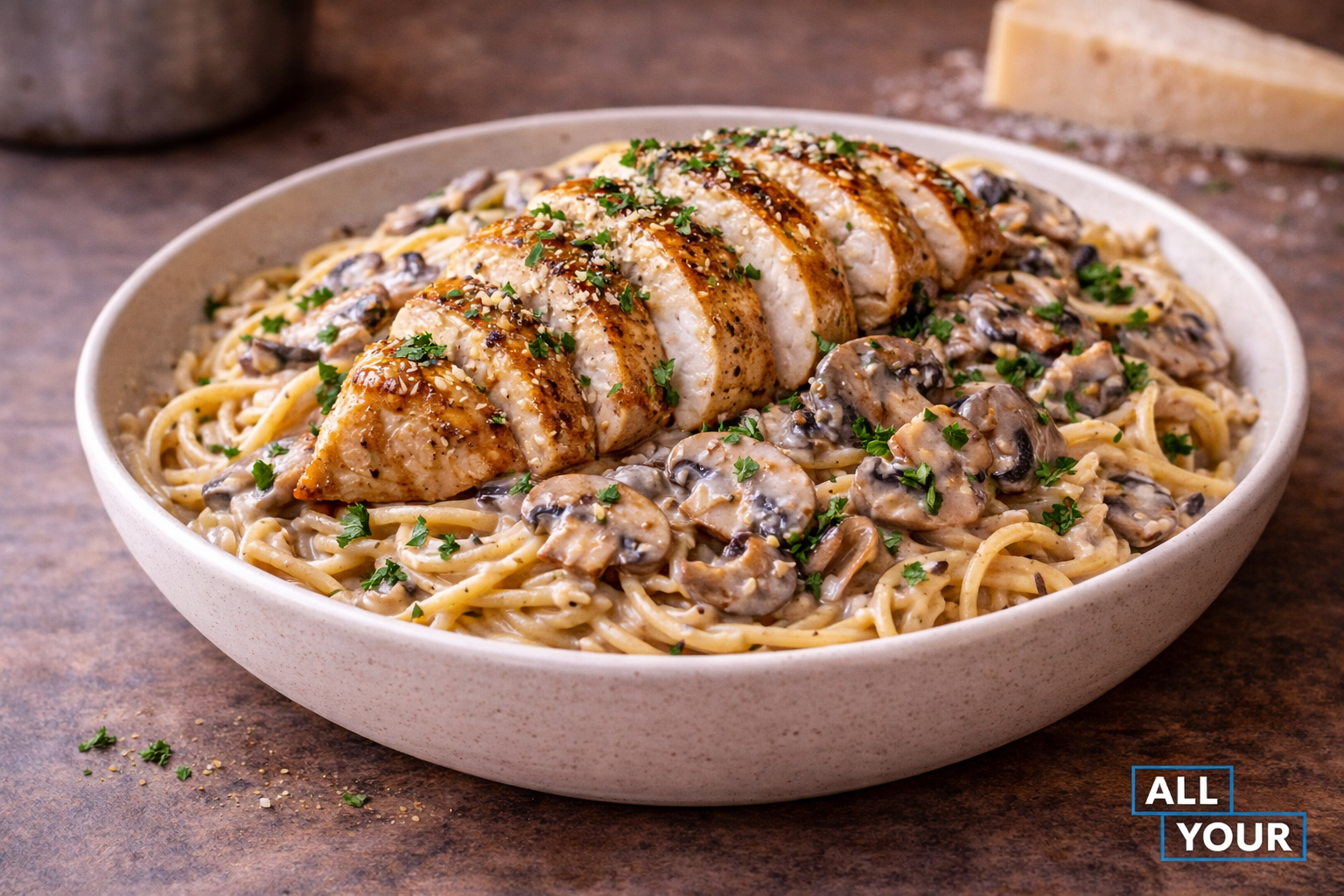 Creamy Mushroom Pasta w/ Chicken