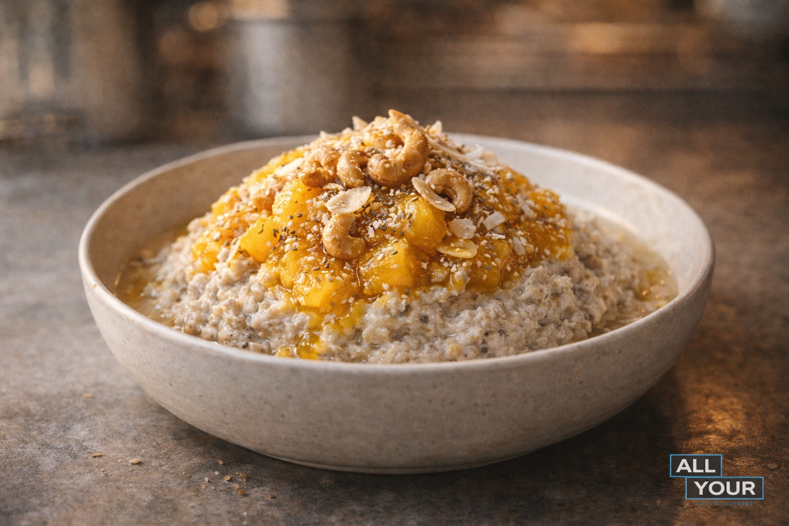 Mango Coconut Cashew Overnight Oats